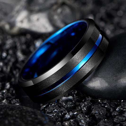 Men's 8mm Wide Vacuum Plating Tungsten Ring