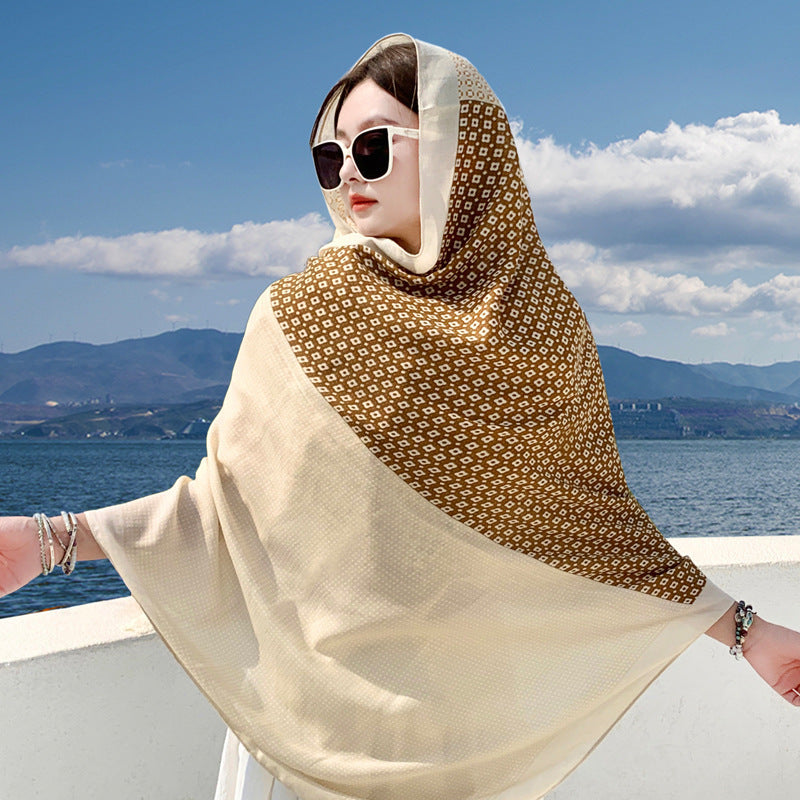 Women's Outer Scarf For Traveling In Western Sichuan Grassland Camel Rice Default