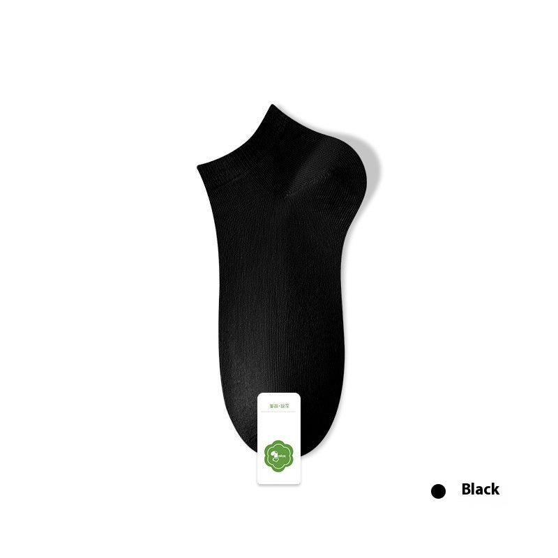 Women's Pure Cotton Spring And Summer Seamless Socks Deodorant Sweat Absorbing Socks Black