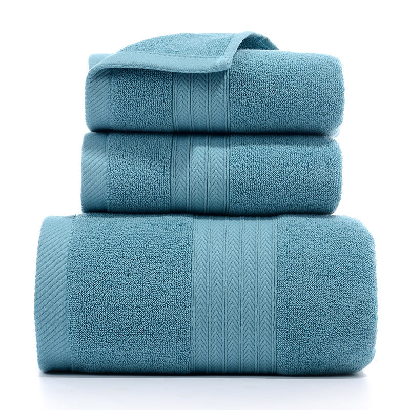 Pure Cotton Towels Three-piece With Hand Bath Towel Class Fishbone Green 1 Bath Towel And 2 Towels