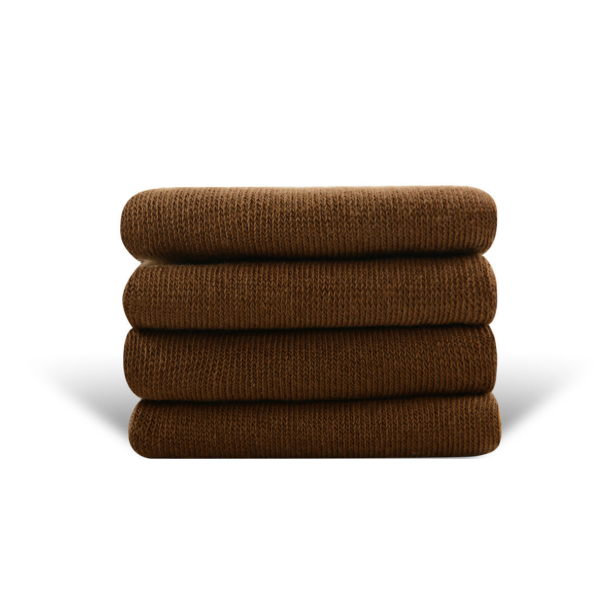 Solid Color High-elastic Mid-calf Boneless Macaron Colored Cotton Socks Coffee