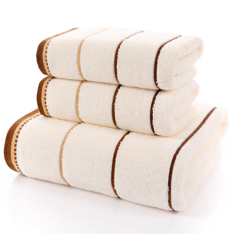 Cotton Three-piece Towel Veneer Cloth Thickened Hotel Bath Towel Embroidery White Three Sections 35X75cm And 70X140cm