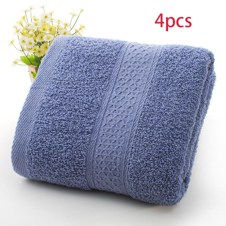 Thickened bath towel beach towel Dark Blue 4pcs