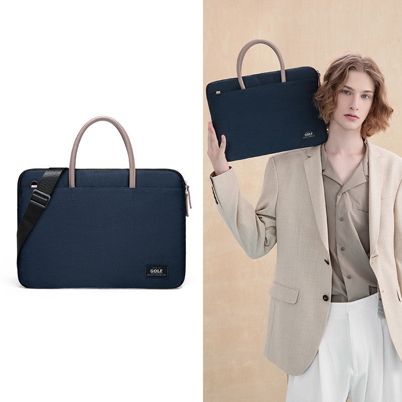 Simple And Thin Notebook Business Handbag Dark Blue