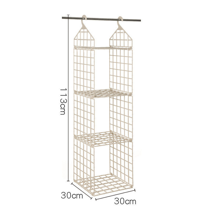 Foldable Space-saving Combination Hanging Clothes Storage Rack Khaki 1 Style