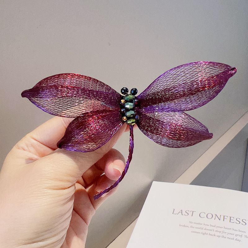 Retro High-grade Gradient Two-color Brooch Dragonfly Elegant Rose Red