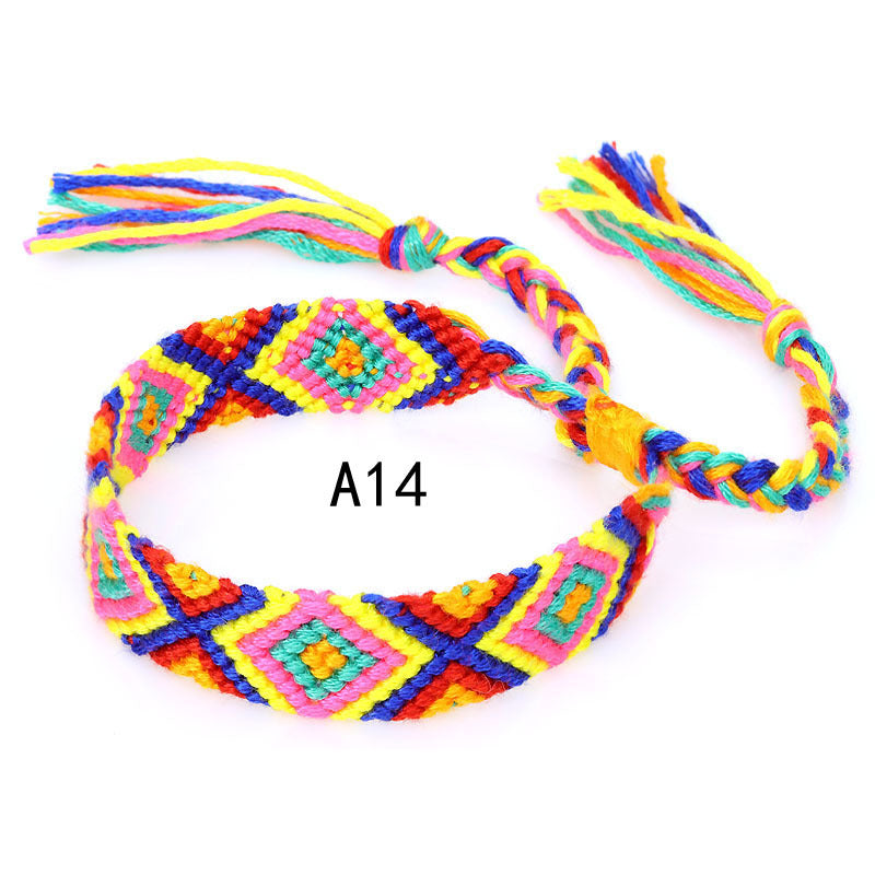 Nepal Ethnic Style Woven Rainbow Bracelet A14