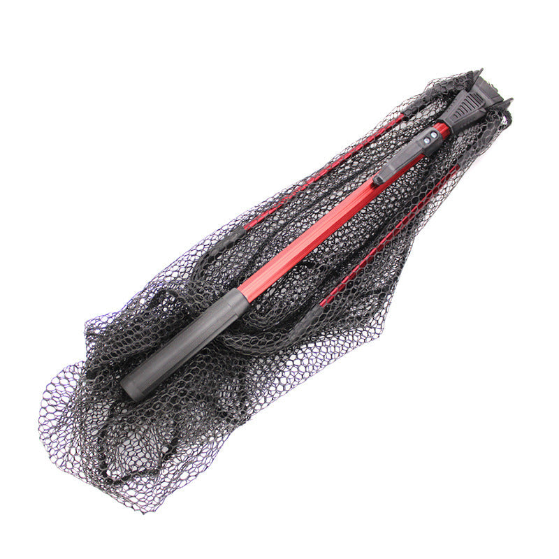 Aluminum Alloy Single Section Triangular Folding Dip Net Fly Fisherman Viscose Metal Thin Red Shrink length 47cm