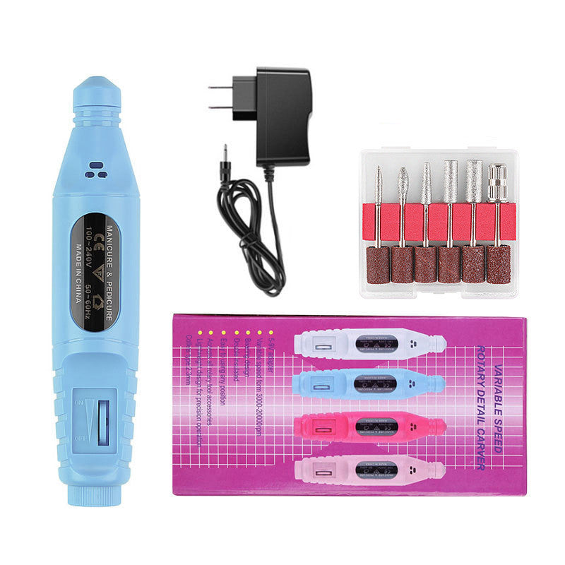 Nail Pen Polisher USB Cable Portable Manicure Sharpener Nail Tools Blue US