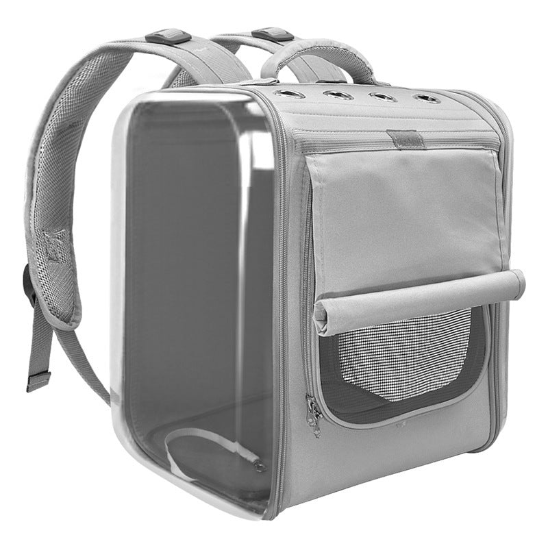 Pet Cat Carrier Backpack Breathable Cat Travel Outdoor Shoulder Bag For Small Dogs Cats Portable Packaging Carrying Pet Supplies Grey