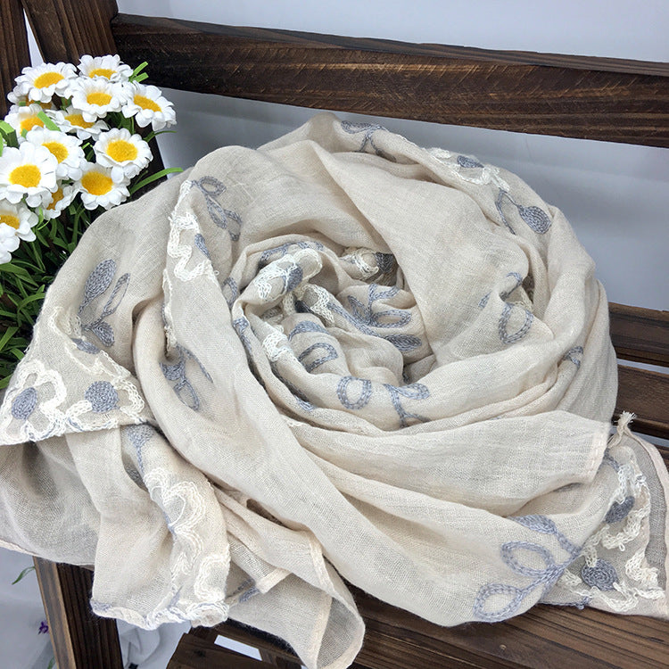 Spring And Summer Women's Artistic Ethnic Style Shawl Cotton Linen Versatile Long 11color 180X90CM