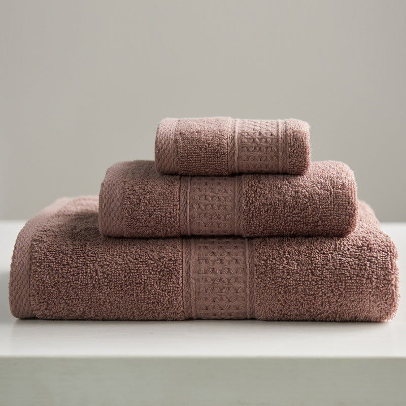 Minimalist Style Square Towel Towel Bath Towel Set Towel Pure Cotton Coffee 3piece set