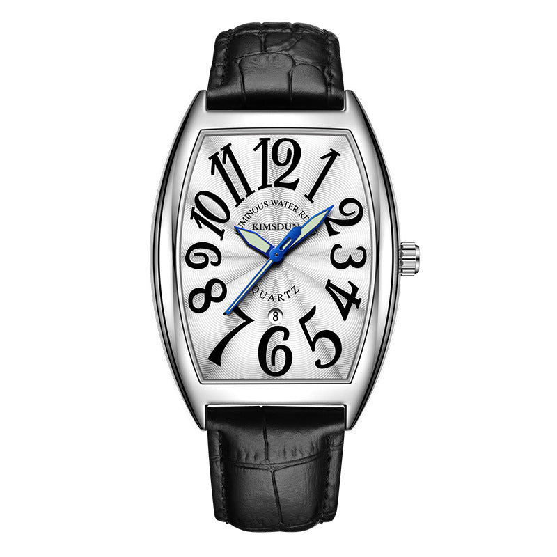 Men's Watch Jinshidun Brand Watch Luminous Watch Men's Watch Quartz Watch Silver Case Black Leather