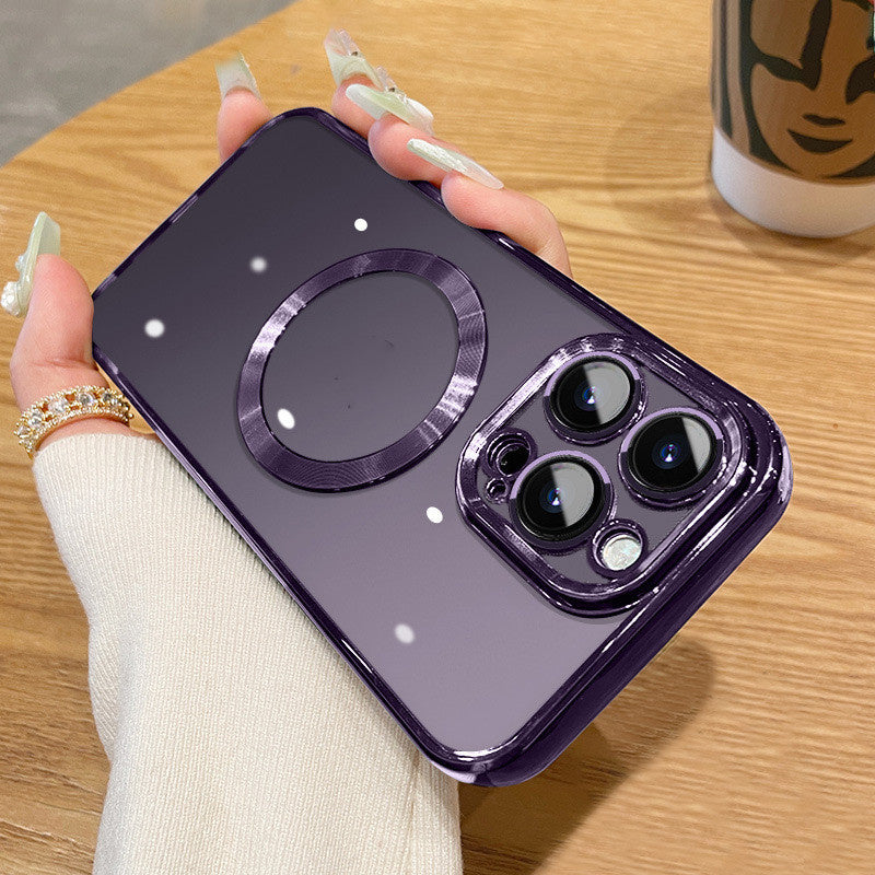 Creative Lens Film Plating Magnetic Suction Phone Case Protector New Purple