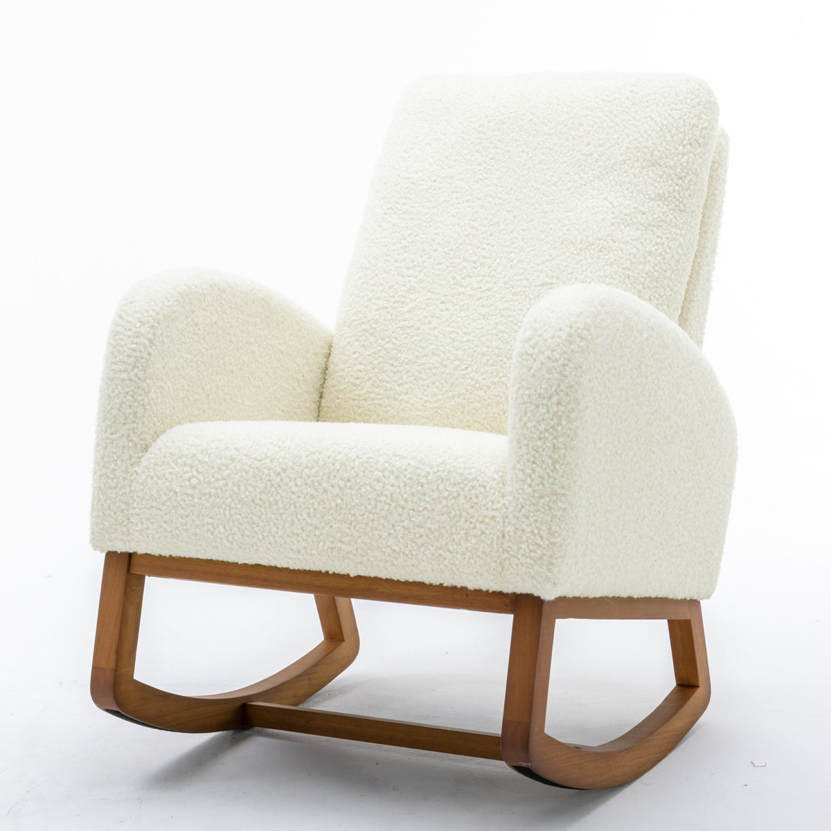 COOLMORE Living Room Comfortable Rocking Chair Living Room Chair White Teddy