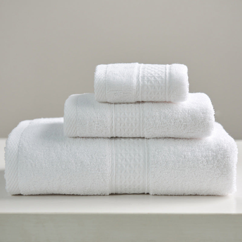 Minimalist Style Square Towel Towel Bath Towel Set Towel Pure Cotton White 3piece set