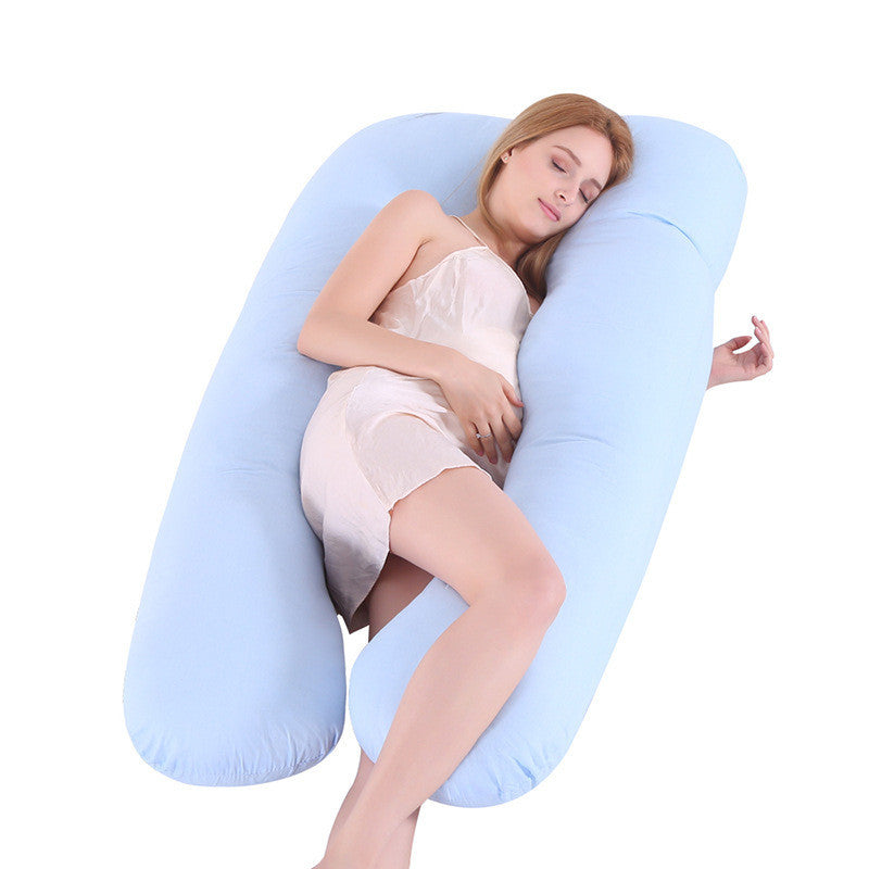Summer Sleeping Support Pillow For Pregnant Women U Shape Maternity Pillows Pregnancy Ice Silk Light Blue