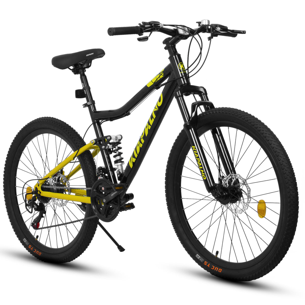A26336-26 Inch Steel Frame Shock Fork Plus Shock Absorber 21-speed Unisex Mountain Bike GOLDEN