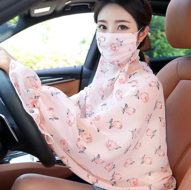 Women's Minimalist Face Mask And Neck Protection Integrated Sunscreen Clothing Color 25
