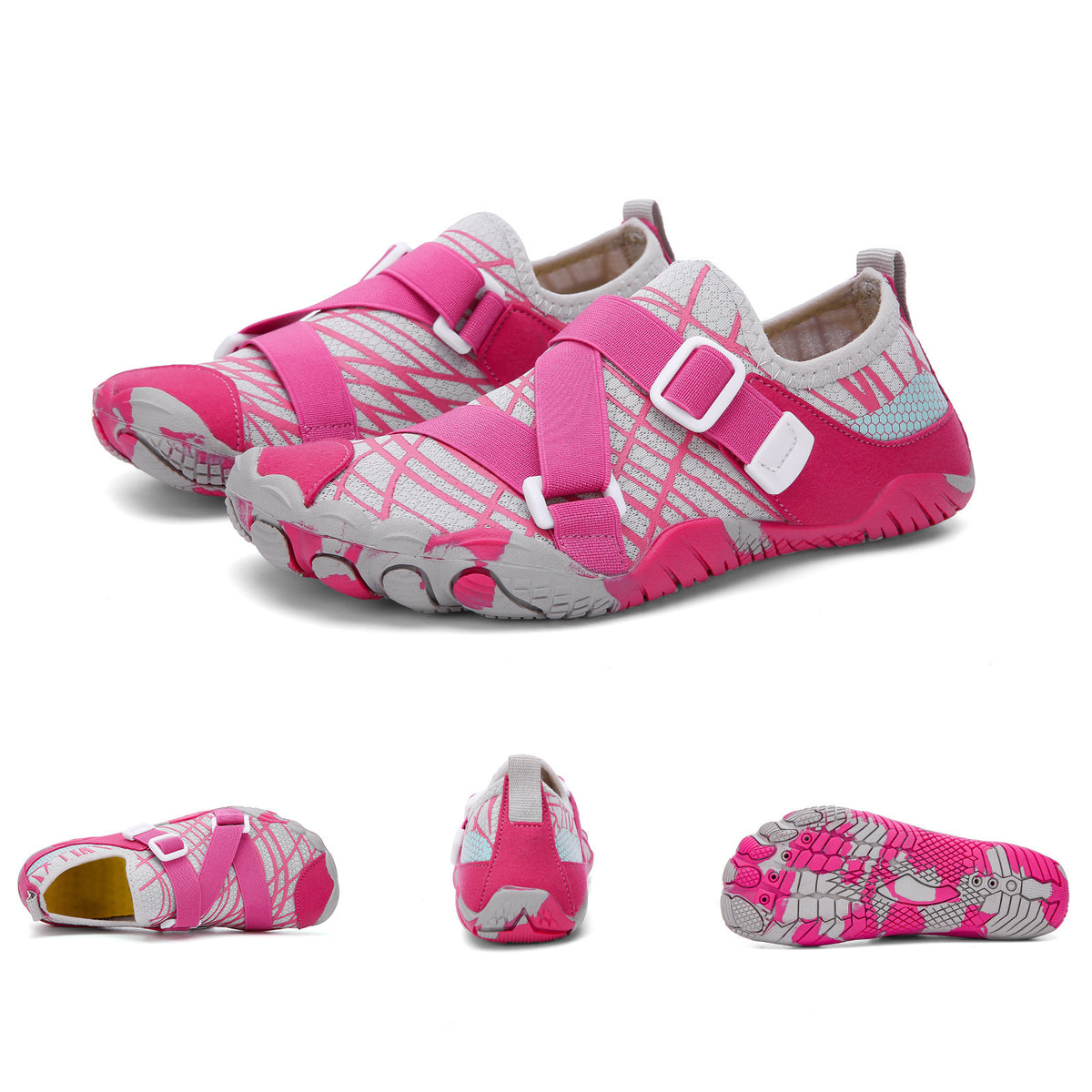 Fitness Yoga Outdoor Large Size Hiking Shoes A026 Rose red