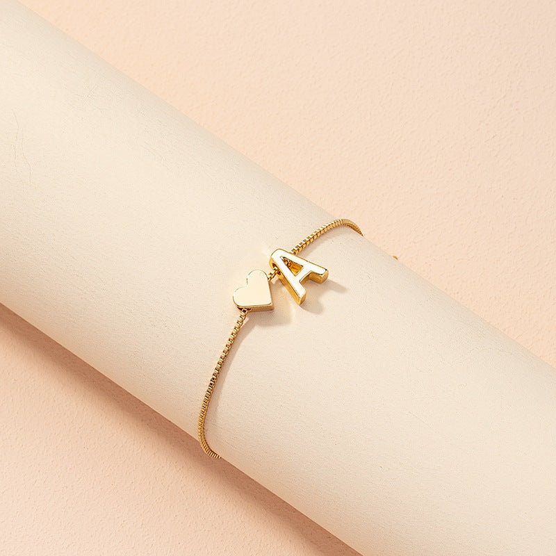 Bracelet Heart-shaped English Letters
