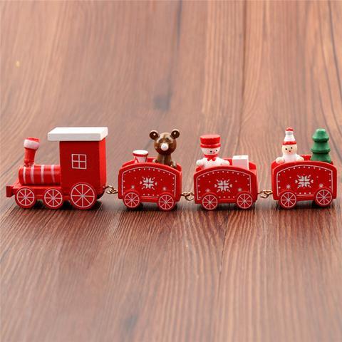 4pcs Mini Wood Train Toys A Red