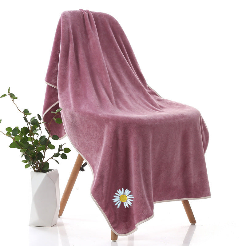 Thickened Youth Pie Microfiber Daisy Bath Towel Purple Daisy