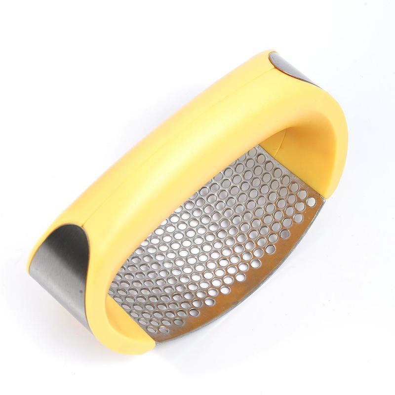 Stainless Steel Garlic Masher Garlic Press Household Manual Curve Fruit Vegetable Tools Kitchen Gadgets Yellow