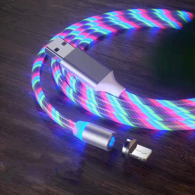 Magnetic Charging Cable Streamer Fast Charging Cable Lighting Micro USB Cable LED Magnet Charger Type-C Cable Colorful IPhone