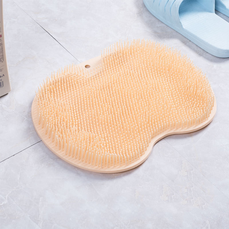 Massage Bath Brush Bathroom Non-slip Bath Mat Back Massage Brush Silicone Suction Cup Foot Rub Pad Body Cleaning Bathing Tool Orange 23x30cm