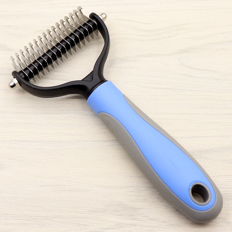 Pet Long-haired Dogknot Comb Double-sided Blade Dog Blue