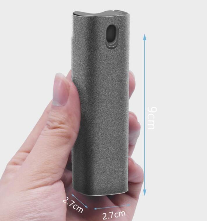 2 In 1 Phone Computer Screen Cleaner Kit For Screen Dust Removal Microfiber Cloth Set 2PC Grey