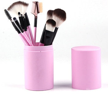 12pcs Makeup Brush Set Blush Eyeshadow Eyelash Highlighter Makeup Brush Pink Q12pc