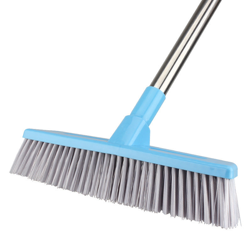 New Extra Long Handle Rubber Bristles Sweeper Squeegee for Pet Cat Dog Hair Fur Broom Blue