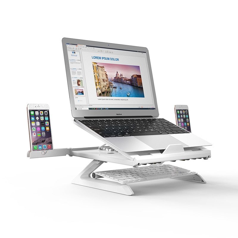 Notebook stand multifunctional folding lifting computer stand White