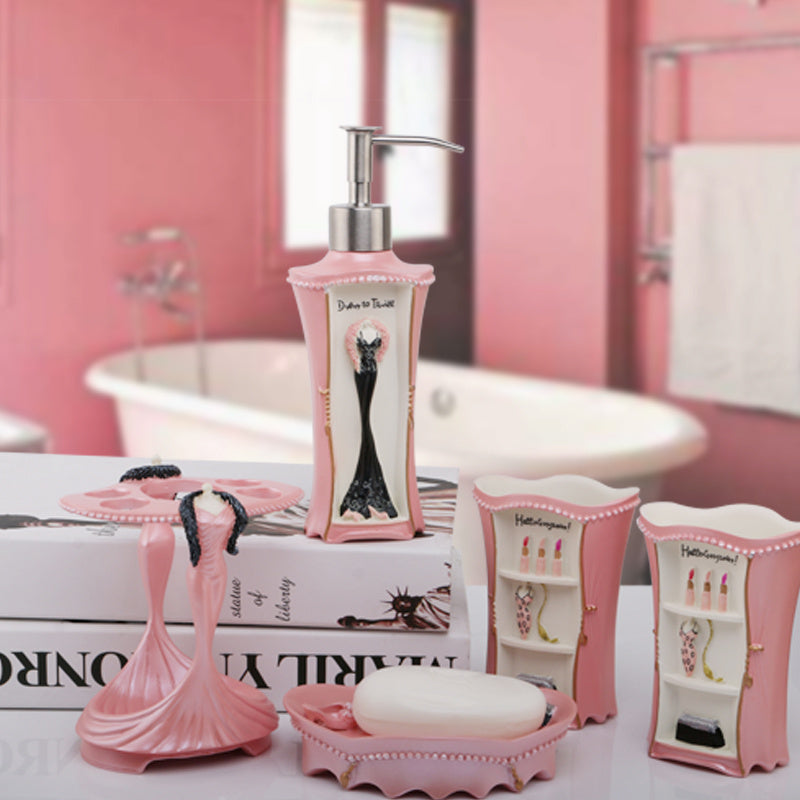 Five-piece bathroom set Pink 5pcs