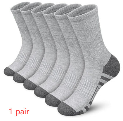 Color Matching Athletic Socks Plus Size Basketball Mid Tube Cotton Breathable Gray Free Size