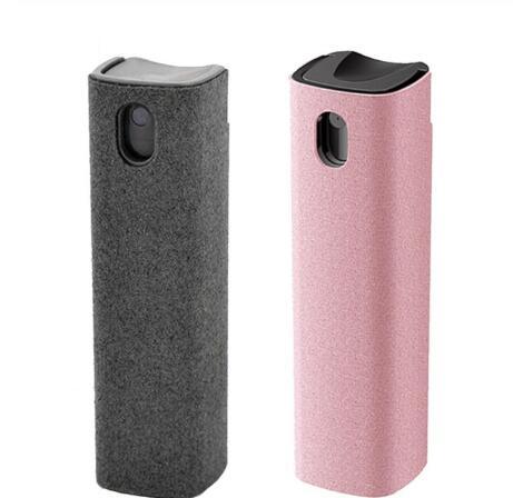 2 In 1 Phone Computer Screen Cleaner Kit For Screen Dust Removal Microfiber Cloth Set Pink grey