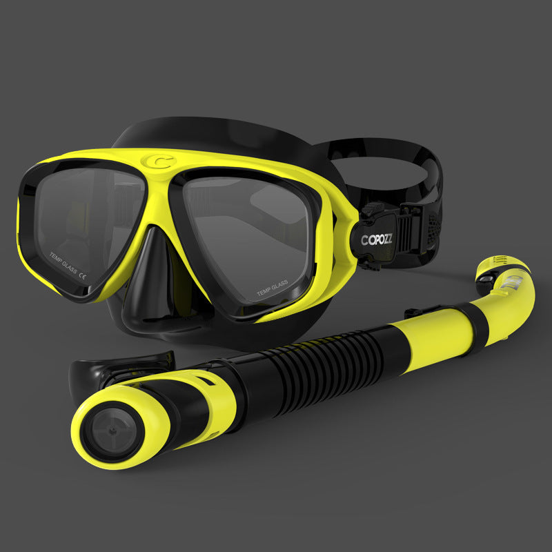 Diving Glasses Snorkel Set Black yellow