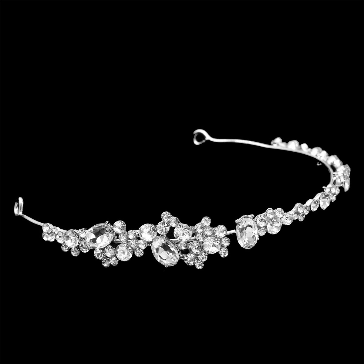 Rhinestone Headband Crown Accessories Silver