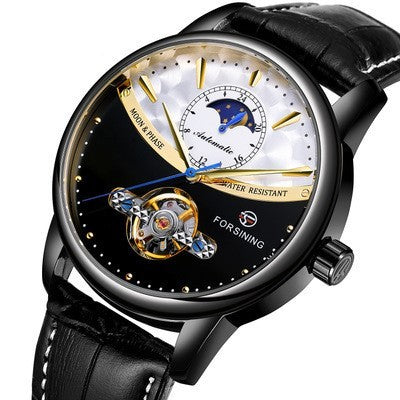 Automatic mechanical watch men's watch Black gold black belt