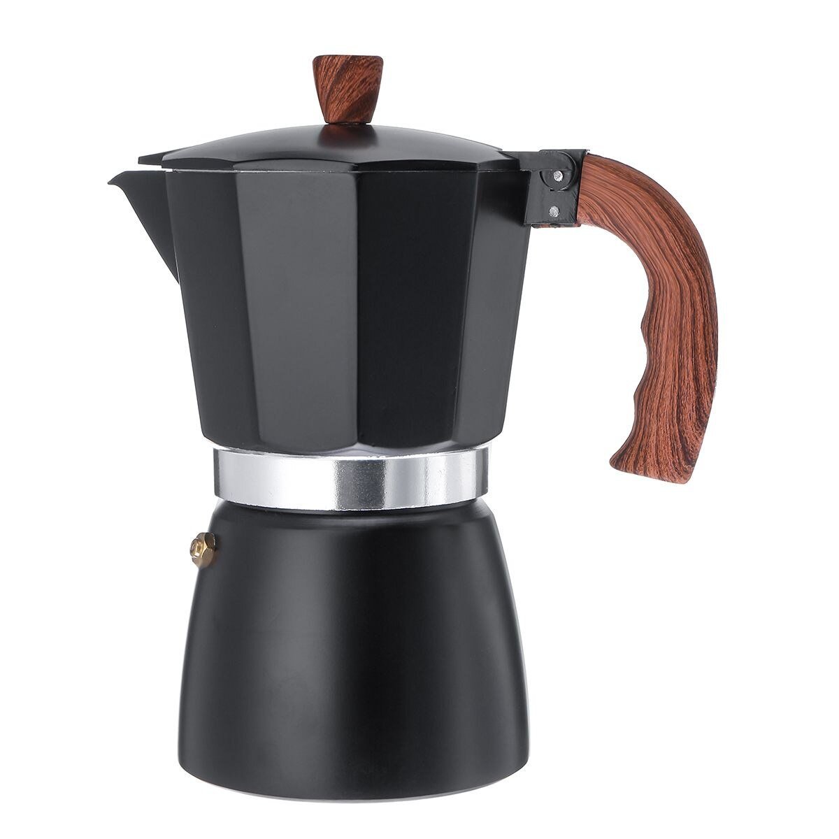 Aluminum Mocha Pot Coffee Maker 300ml Black