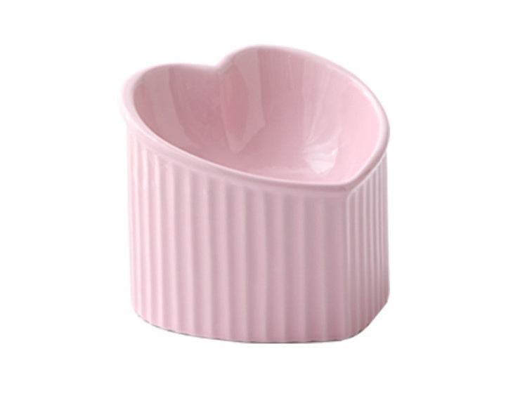 Pet Ceramic Bowl With Inclined Mouth Practical Durable Daily Indoor Pet Products Pink
