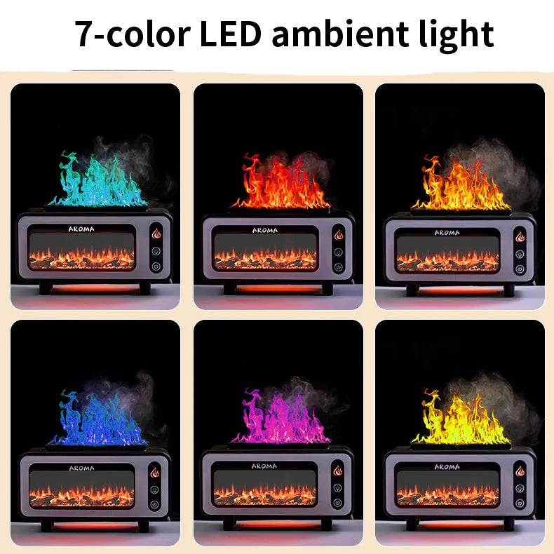 New Design Ultrasonic Flame Humidifier 200ml Simulated Fireplace 3D Fire Aroma Diffuser Colorful Light Essential Oil Diffuser For Bedroom