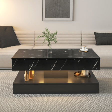 6.93IN High LED Coffee Table,Modern Coffee Table For Living Room,Living Room Tables,Large Living Room Furniture,LED Lights