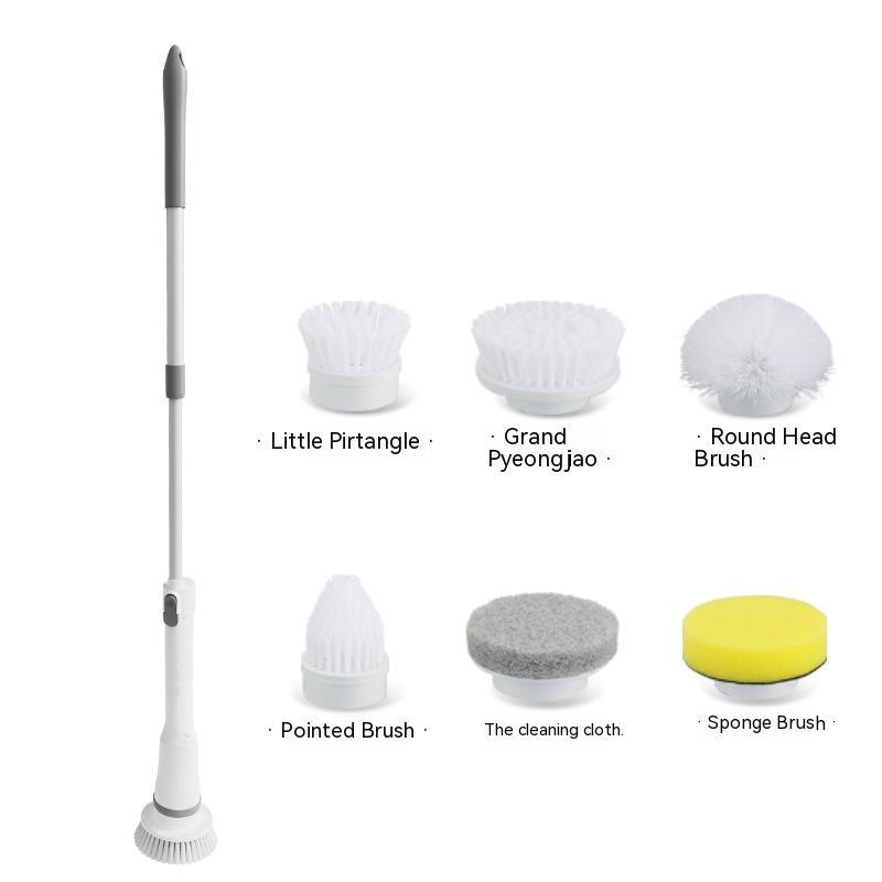 Electric Scrubber Cleaning Wall Long Handle Elbow Telescopic Multifunction Cleaning Brush White TypeC Charging Interface