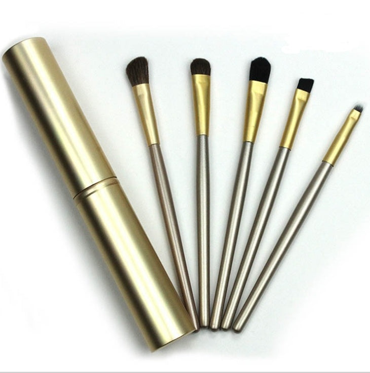 5pcs Travel Portable Mini Eye Makeup Brushes Gold