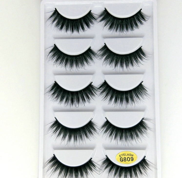 3D mink hair false eyelashes G809 (5 pairs)