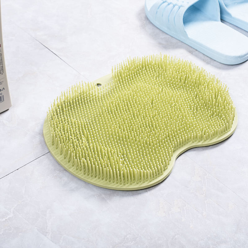 Massage Bath Brush Bathroom Non-slip Bath Mat Back Massage Brush Silicone Suction Cup Foot Rub Pad Body Cleaning Bathing Tool Green 23x30cm