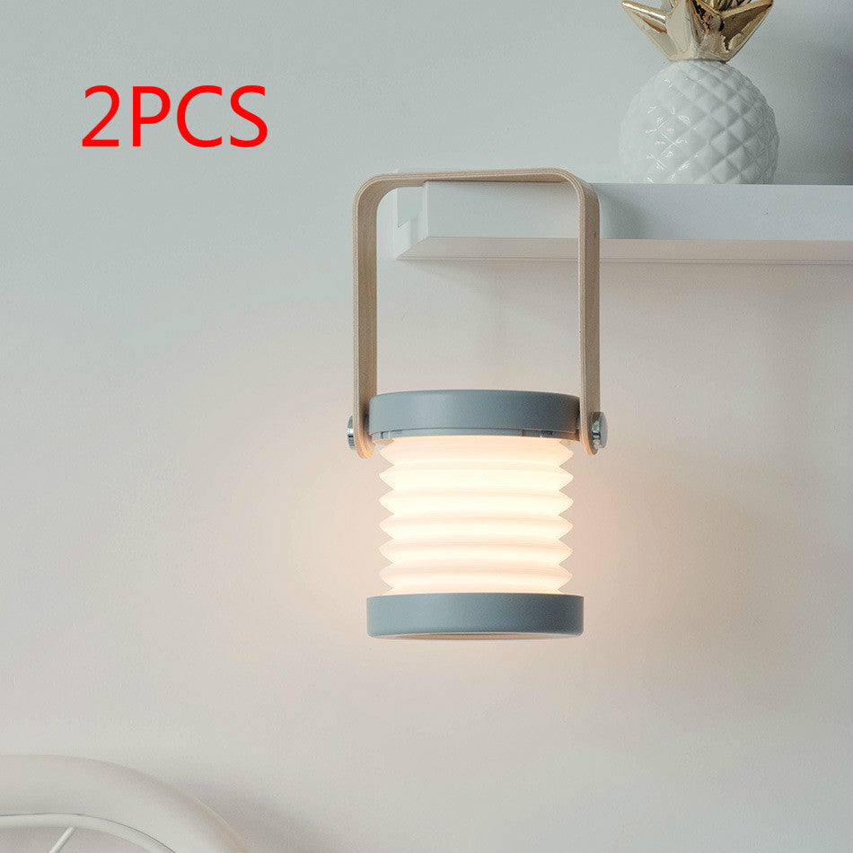Foldable Touch Dimmable Reading LED Night Light Portable Lantern Lamp USB Rechargeable For Home Decor Grey 2pcs 0.5 watts